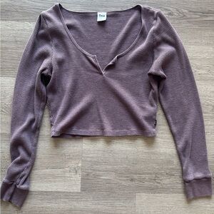 Aritzia TNA Cropped Waffle Knit Long Sleeve